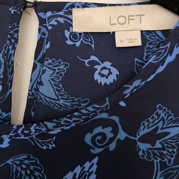 LOFT BLUE FLORAL PRINT PEASANT TOP - Picture 5 of 6